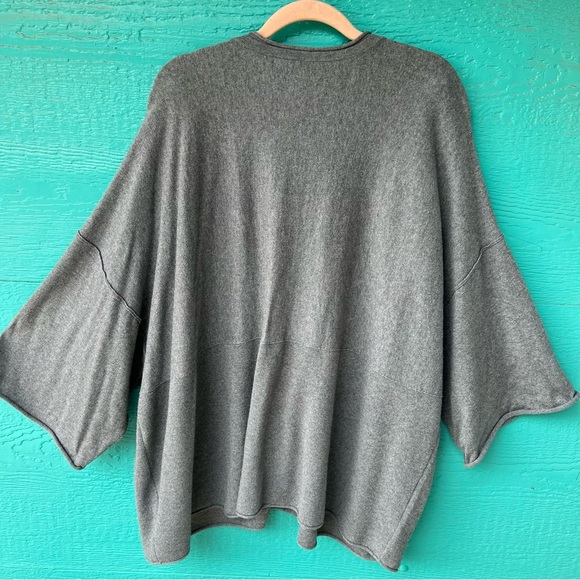 J.JILL COTTON CASHMERE OVERSIZED GRAY 3/4 SLEEVES BUTTON DOWN SWEATER SIZE XL - Picture 8 of 9